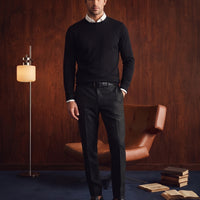 Dark Gray 4-Drop Relaxed Fit Classic Fabric Wool Trousers