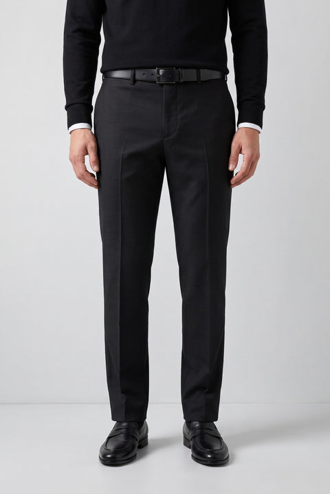 Dark Gray 7 Drop Slim Fit Narrow Cut Classic Wool Fabric Trousers