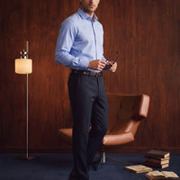 Dark Navy 4 Drop Relaxed Fit Classic Fabric Wool Trousers