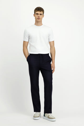 Koyu Lacivert Techno-Line 4 Drop Relaxed Fit Rahat Kesim Beli Lastikli İpli Likralı Klasik Kumaş Pantolon