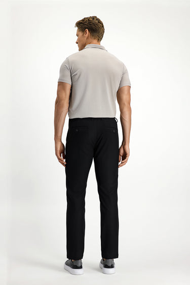 Siyah Regular Fit Beli Lastikli İpli Likralı Pantolon