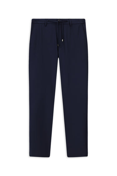 Orta Lacivert Regular Fit Beli Lastikli İpli Likralı Pantolon