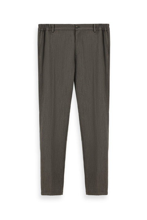 Koyu Kahve 7 Drop Super Slim Fit Eksra Dar Kesim Beli Lastikli Likralı Klasik Kumaş Pantolon