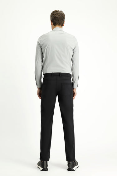Siyah Techno-Line Slim Fit Dar Kesim Likralı Klasik Kumaş Pantolon
