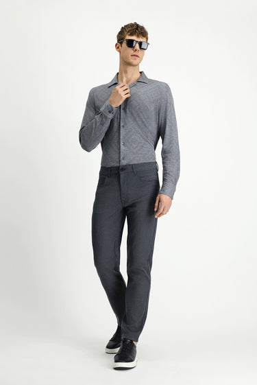 Orta Füme Slim Fit Dar Kesim Yünlü Kumaş Pantolon