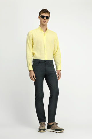 Koyu Yeşil 7 Drop Slim Fit Dar Kesim Yünlü Kumaş Pantolon
