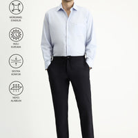 Koyu Lacivert Techno-Line Super Slim Fit Ekstra Dar Kesim Beli Lastikli İpli Likralı Klasik Kumaş Pantolon