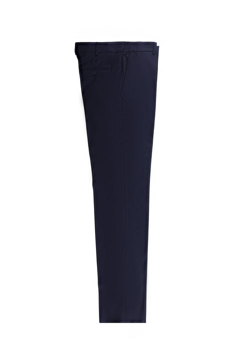 Koyu Lacivert 4 Drop Relaxed Fit Rahat Kesim Likralı Desenli Klasik Kumaş Pantolon