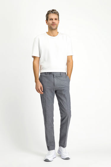 Orta Gri Melanj Super Slim Fit Ekstra Dar Kesim Pamuklu Örme Klasik Kumaş Pantolon