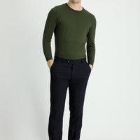 Koyu Lacivert 6 Drop Regular Fit Standart Kesim Yünlü Klasik Kumaş Pantolon