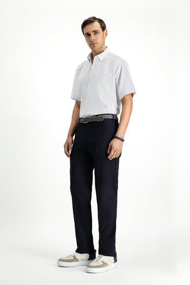 Siyah Lacivert Slim Fit Dar Kesim Yünlü Klasik Kumaş Pantolon