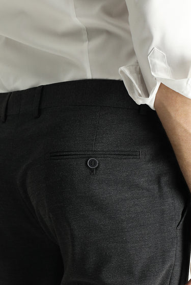 Koyu Antrasit Slim Fit Dar Kesim Yünlü Klasik Kumaş Pantolon
