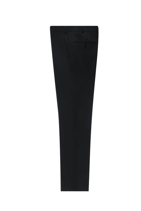Siyah 7 Drop Slim Fit Dar Kesim Yünlü Klasik Kumaş Pantolon