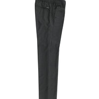 Orta Antrasit Slim Fit Dar Kesim Beli Lastikli Çizgili Likralı Klasik Kumaş Pantolon