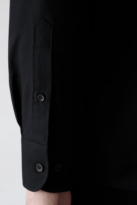 Black Long Sleeve Regular Fit Button-Down Collar Cotton Oxford 4 Seasons Shirt