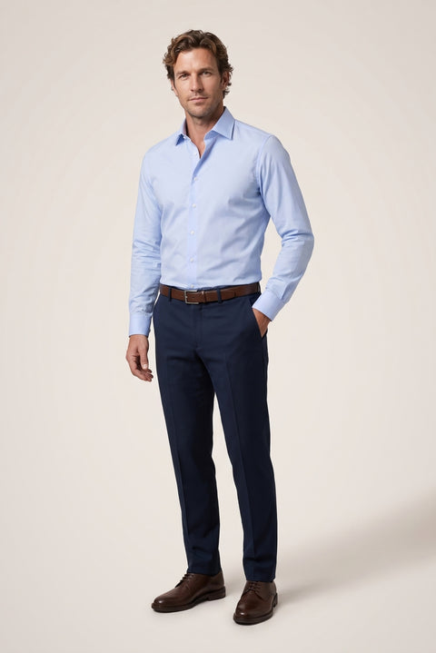 Light Blue Long Sleeve Slim Fit Non-Iron 100% Cotton Classic Shirt