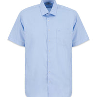 Uçuk Mavi Kısa Kol Regular Fit Non Iron Ütü Gerektirmeyen Pamuklu Cepli Gömlek
