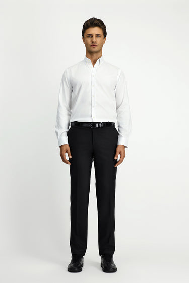 Beyaz Uzun Kol Regular Fit Düğmeli Yaka Pamuk Gömlek