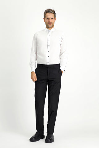 Beyaz Ata Yaka Slim Fit Dar Kesim Pamuk Gömlek