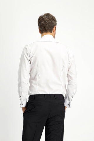 Beyaz Ata Yaka Slim Fit Dar Kesim Pamuk Gömlek