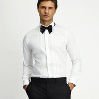 Beyaz Uzun Kol Slim Fit Dar Kesim Non Iron Klasik Piliseli Pamuklu Gömlek