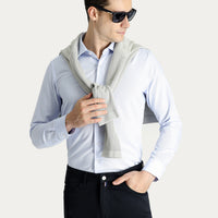 Light Blue Long Sleeve Slim Fit Oxford Cotton Shirt