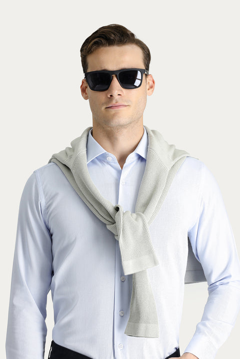 Light Blue Long Sleeve Slim Fit Oxford Cotton Shirt