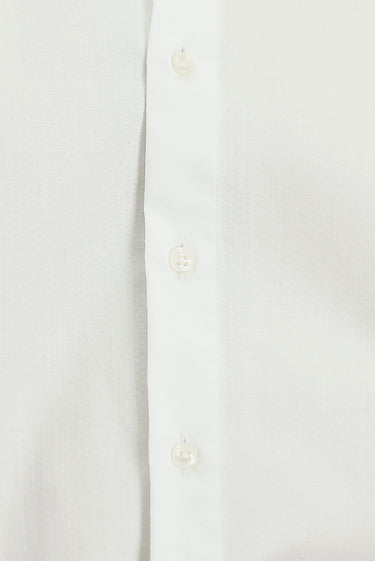 Beyaz Uzun Kol Slim Fit Dar Kesim Desenli Pamuk Gömlek