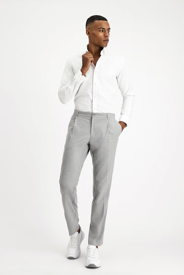 Beyaz Uzun Kol Slim Fit Dar Kesim Non Iron Desenli Klasik Pamuk Gömlek