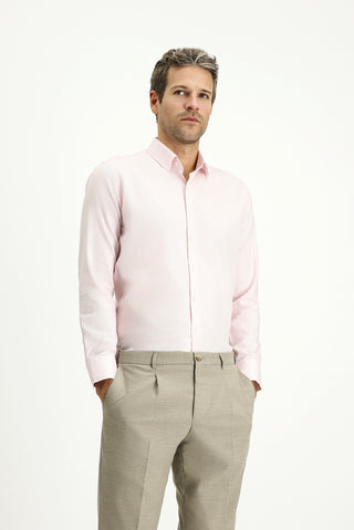 Pembe Uzun Kol Slim Fit Dar Kesim Desenli Pamuk Klasik Gömlek