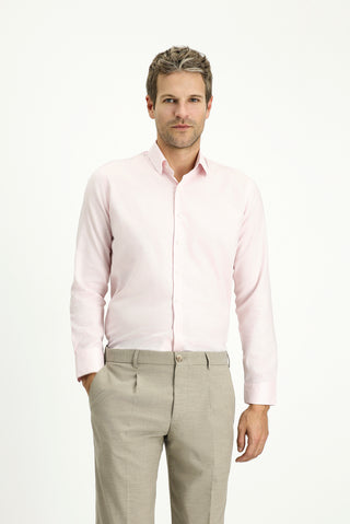 Pembe Uzun Kol Slim Fit Dar Kesim Desenli Pamuk Klasik Gömlek