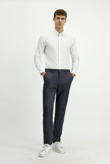 Beyaz Uzun Kol Slim Fit Dar Kesim Klasik Desenli Pamuk Gömlek