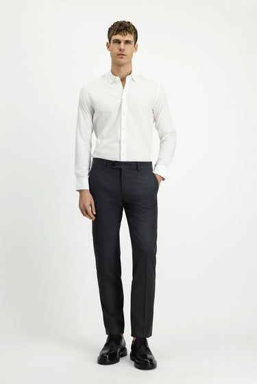 Beyaz Uzun Kol Slim Fit Dar Kesim Klasik Desenli Pamuk Gömlek