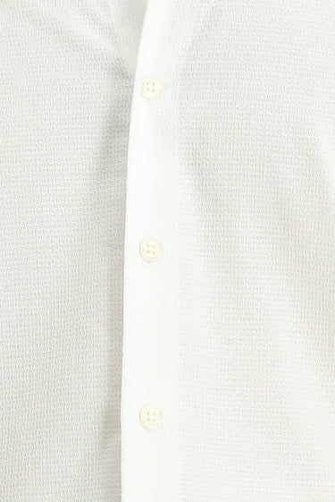 Beyaz Uzun Kol Slim Fit Dar Kesim Klasik Desenli Pamuk Gömlek