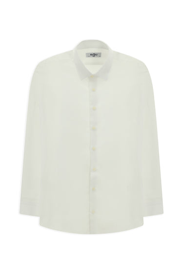 Beyaz Uzun Kol Slim Fit Dar Kesim Klasik Desenli Pamuk Gömlek