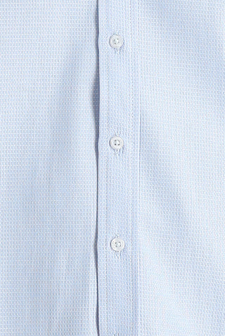 Gök Mavisi Uzun Kol Slim Fit Dar Kesim Klasik Desenli Pamuklu Kolay Ütülenebilir Gömlek