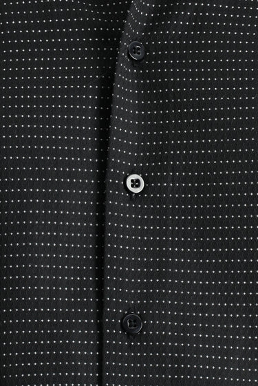 Siyah Uzun Kol Slim Fit Dar Kesim Klasik Desenli Pamuklu Kolay Ütülenebilir Gömlek