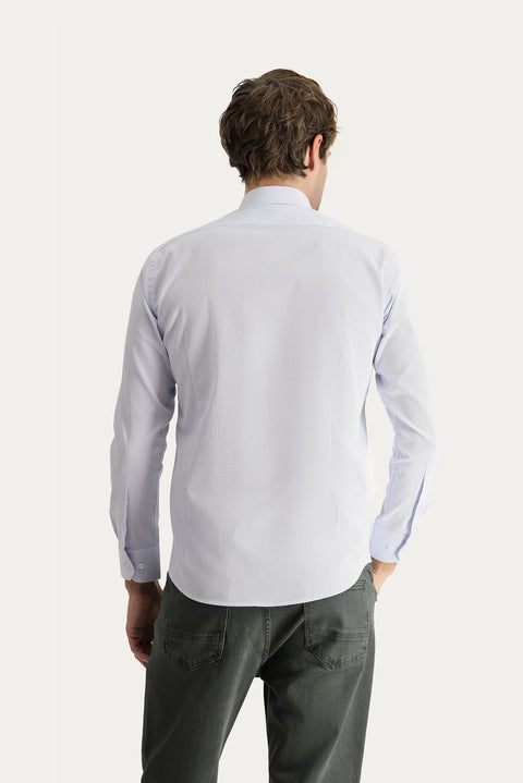 Light Blue Long Sleeve Slim Fit Narrow Cut Non-Iron Cotton Shirt