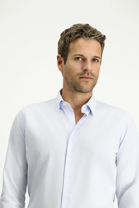 Light Blue Long Sleeve Slim Fit Non-Iron Classic Patterned Cotton Shirt