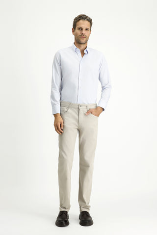 Açık Mavi Uzun Kol Slim Fit Dar Kesim Non Iron Klasik Desenli Pamuklu Gömlek