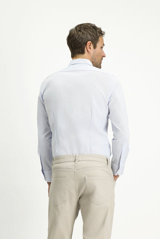 Açık Mavi Uzun Kol Slim Fit Dar Kesim Non Iron Klasik Desenli Pamuklu Gömlek