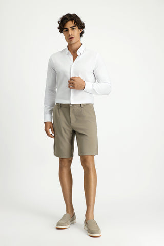 Beyaz Techno-Line Uzun Kol Slim Fit Dar Kesim Pamuklu Desenli Gömlek