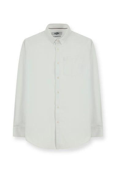 Beyaz Uzun Kol Regular Fit Desenli Pamuk Gömlek