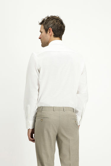 Beyaz Uzun Kol Regular Fit Desenli Pamuk Oxford Gömlek