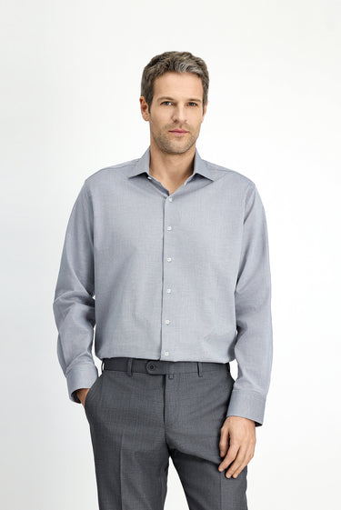 Koyu Lacivert Uzun Kol Klasik Desenli Pamuk Gömlek