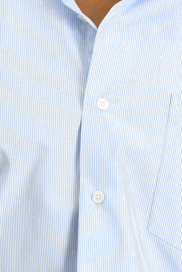 Açık Mavi Uzun Kol Klasik Desenli Pamuklu Non Iron Gömlek