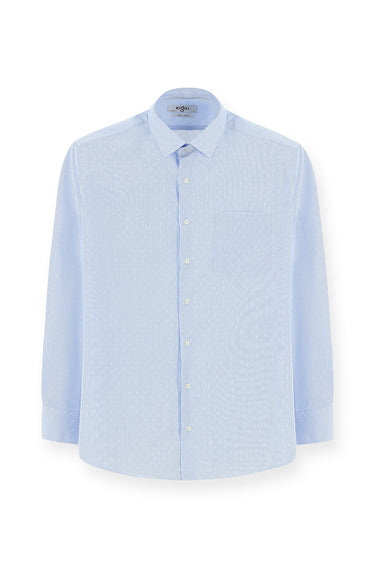 Açık Mavi Uzun Kol Klasik Desenli Pamuklu Non Iron Gömlek