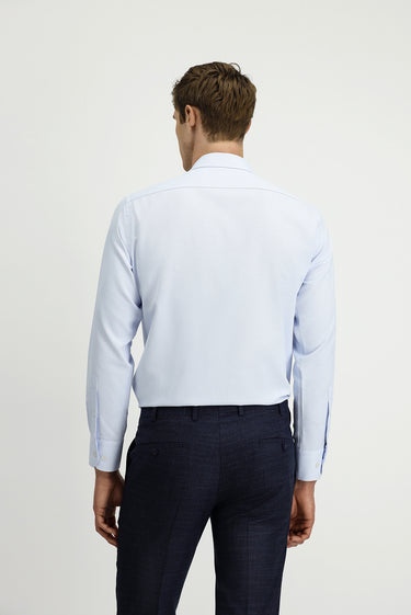 Açık Mavi Uzun Kol Klasik Desenli Pamuklu Kolay Ütülenebilir Gömlek