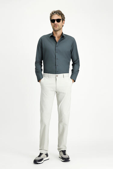 Koyu Antrasit Uzun Kol Slim Fit Dar Kesim Pamuk Klasik Gömlek