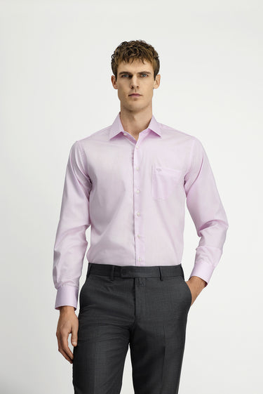 Toz Pembe Uzun Kol Non Iron Saten Klasik Cepli Pamuklu Gömlek